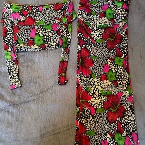 Missguided Floral Two-Piece Maxi Skirt Set Large